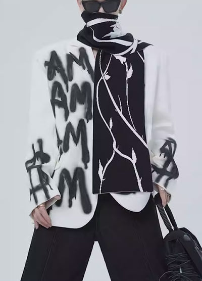 【Sharp Mode】Graffiti style letter paint design wide silhouette jacket  SM0002