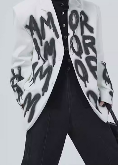 【Sharp Mode】Graffiti style letter paint design wide silhouette jacket  SM0002