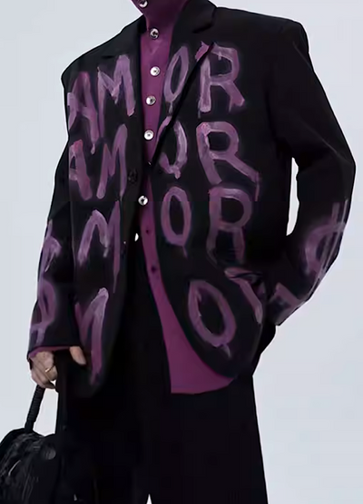 【Sharp Mode】Graffiti style letter paint design wide silhouette jacket  SM0002