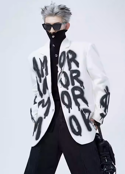【Sharp Mode】Graffiti style letter paint design wide silhouette jacket  SM0002