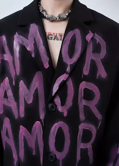 【Sharp Mode】Graffiti style letter paint design wide silhouette jacket  SM0002