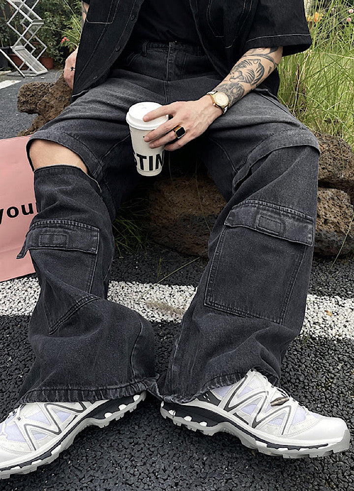 [Ichulb]Removable 2way type vintage cargo denim IH0011