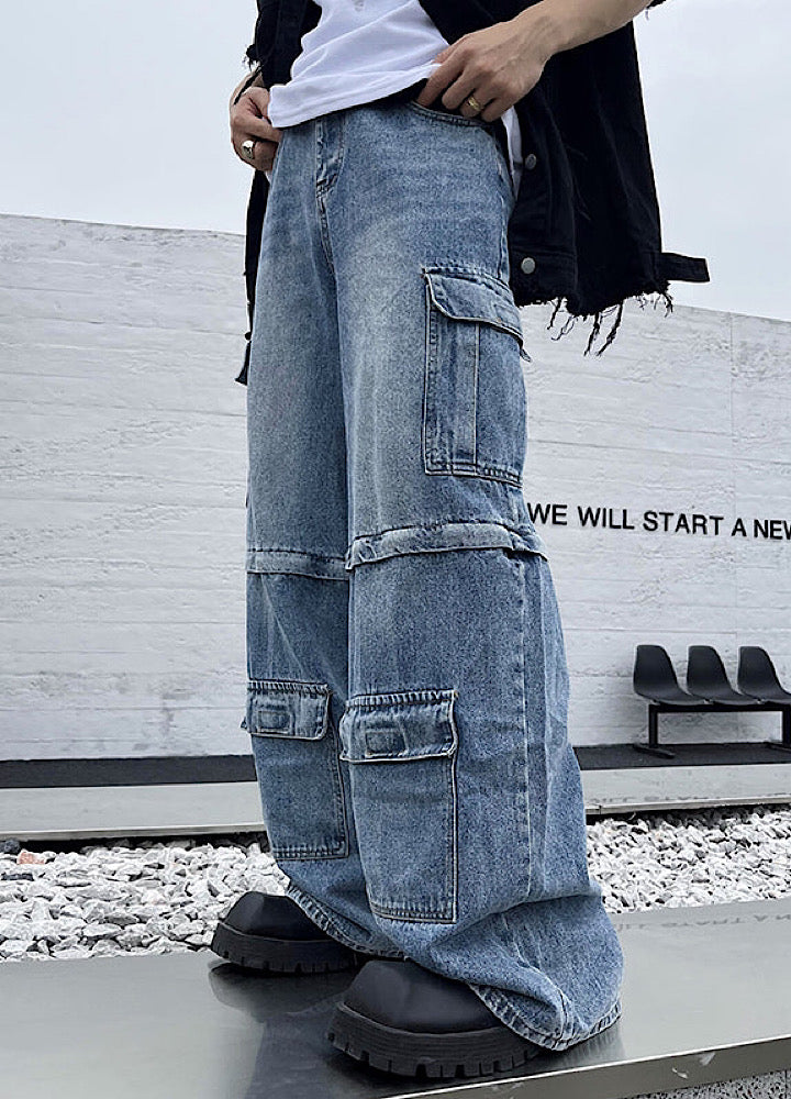 [Ichulb]Removable 2way type vintage cargo denim IH0011