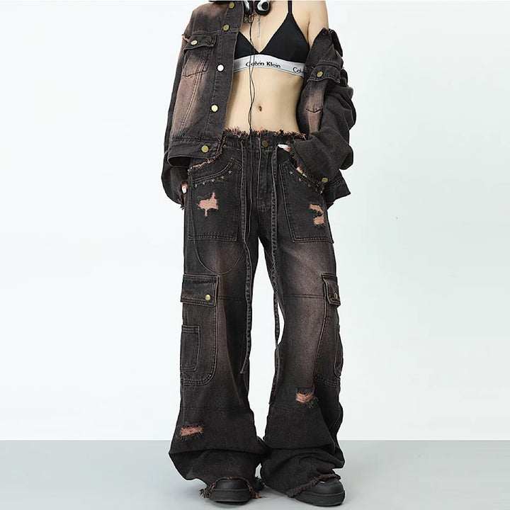 関送込 Machete Silhouette Denim Pants DUC STUDIO - MACHETE BAGGY DENIM PANTS - ASTOUD