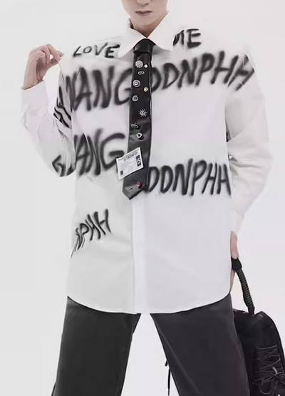【Sharp Mode】Full body graphic initial design long sleeve shirt  SM0009
