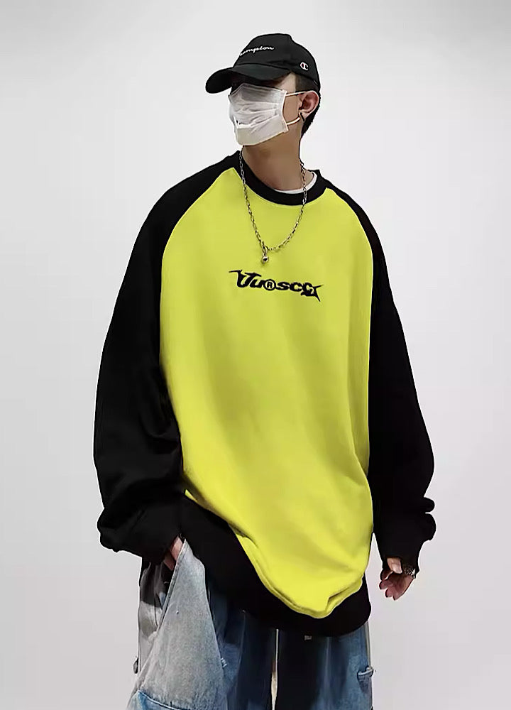 【UUCSCC】Front initial design bicolor silhouette T-shirt  US0046