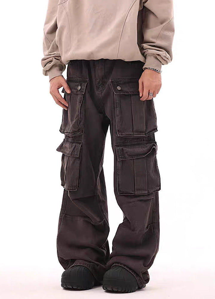 【BTSG】Vintage style over double pocket cargo denim pants  BS0005