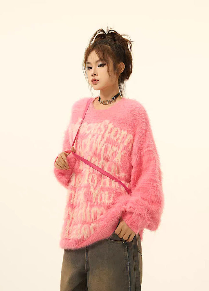 [H GANG X] Full volume initial double color knit sweater HX0005