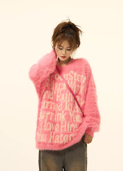 [H GANG X] Full volume initial double color knit sweater HX0005