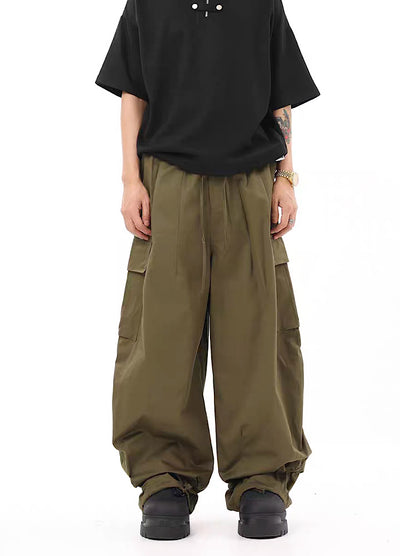 [BTSG] Narrow-rise straight wide silhouette cargo pants BS0007