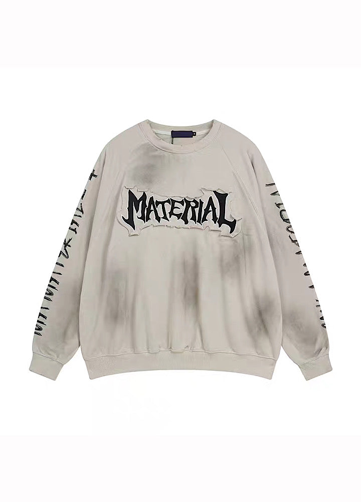 [H GANG X] Acid wash design subculture initial sweatshirt HX0007