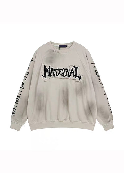 【H GANG X】Acid wash design subculture initial sweatshirt  HX0007