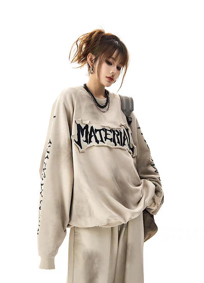 【H GANG X】Acid wash design subculture initial sweatshirt  HX0007