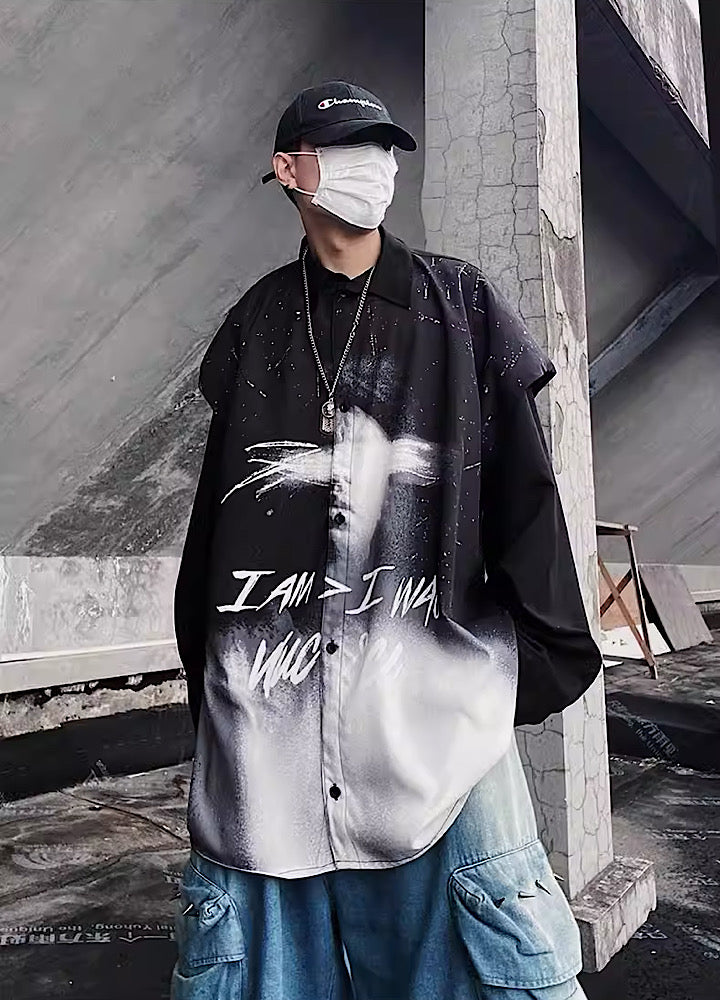 【UUCSCC】Dull smoke silhouette design over monotone shirt  US0048