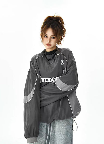 【H GANG X】Sporty Design Casualment Balloon Silhouette Sweatshirts  HX0009