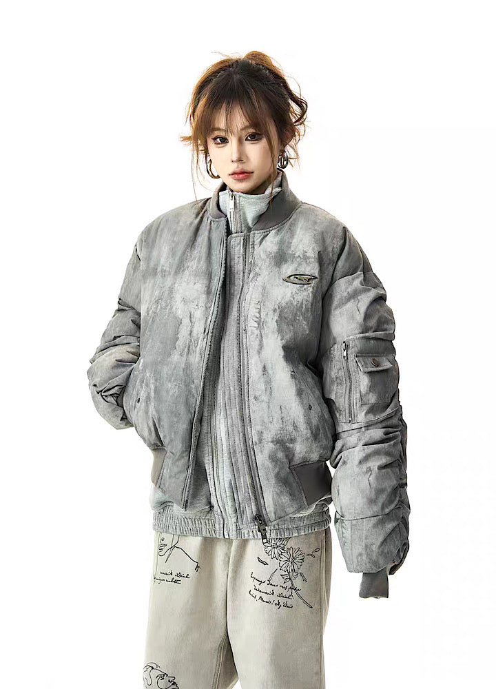 【H GANG X】Random color design sleeve mode style thick down outerwear  HX0010