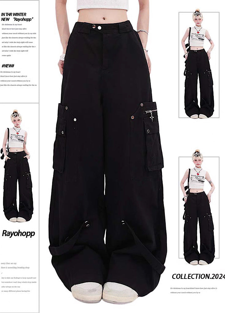 [Rayohopp] Silver Patchment Cross Design Cargo Pants RH0087 