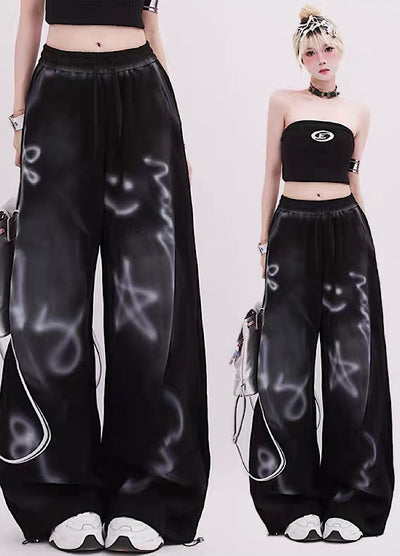 [Rayohopp] Graffiti neon style balloon silhouette normalized pants RH0088 
