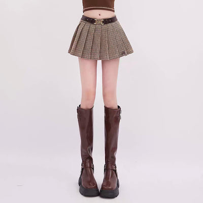 [Rayohopp] Check color ruffle style design skirt RH0089 