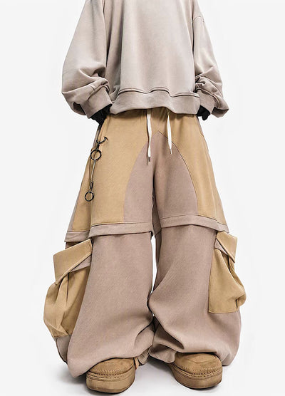 【UUCSCC】Layered Patchwork Oversized Wide Cargo Pants  US0124