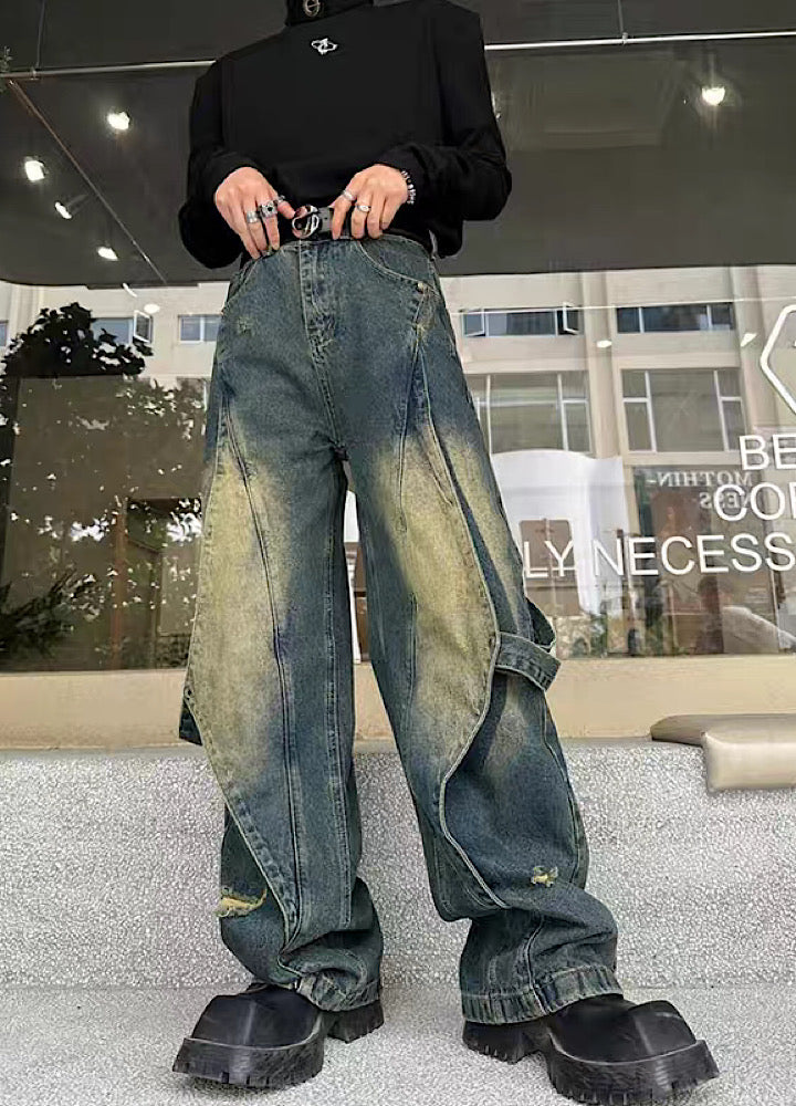 Mr.city] Multi-design crossover washed denim pants MC0026 – HI-LANDER