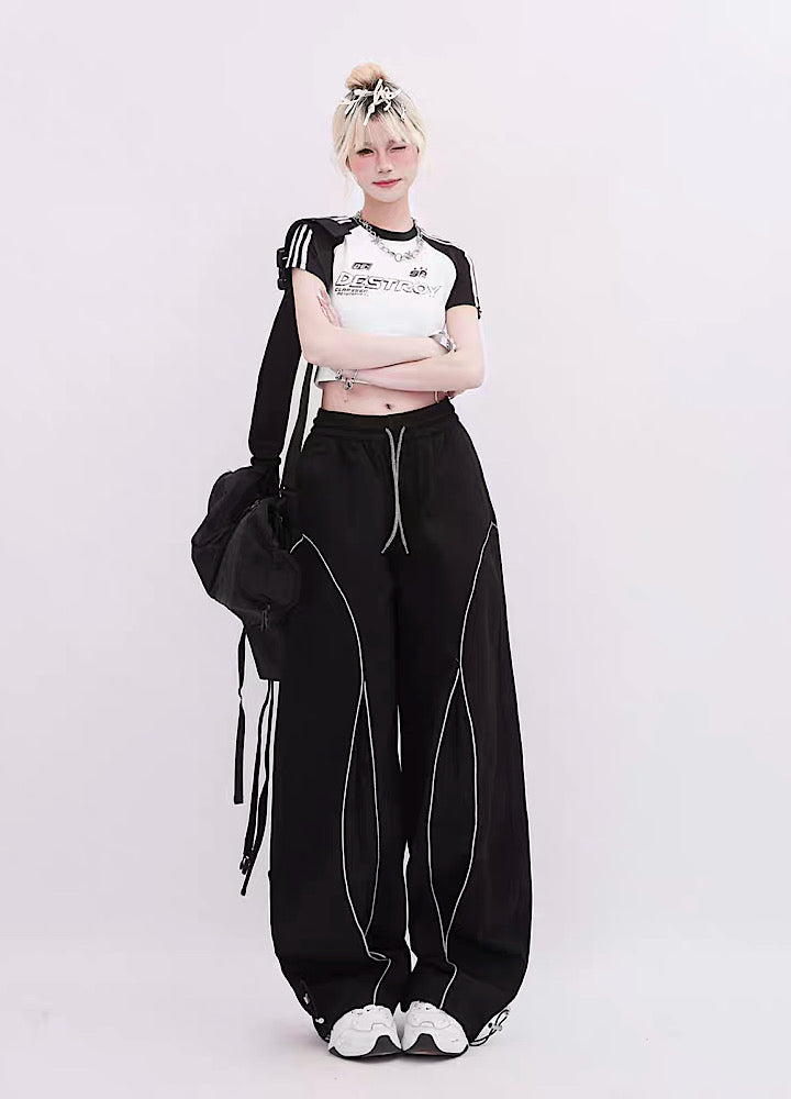 Rayohopp] Overall sharp line design simple balloon pants
