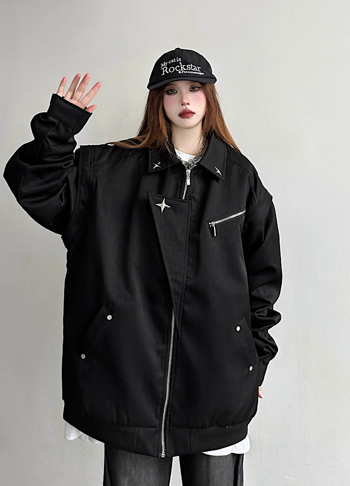 【W3】One point mode chic design attached jacket  WO0023