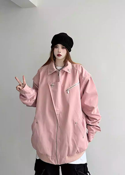 [W3] One point mode chic design attached jacket WO0023