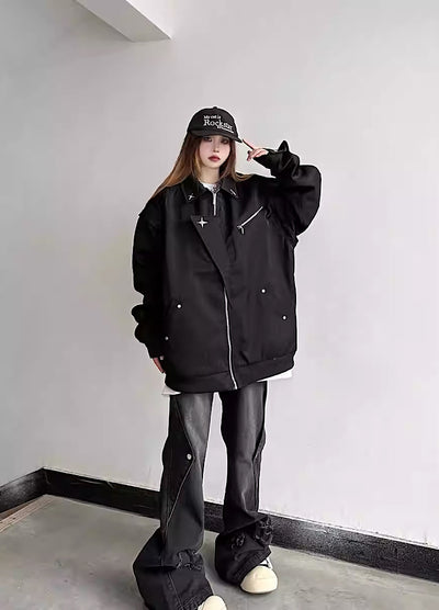 [W3] One point mode chic design attached jacket WO0023