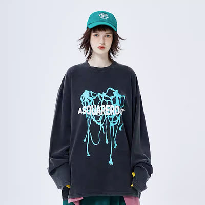 【A SQUARE ROOT】Art chic front design overstyle T-shirt  AR0010