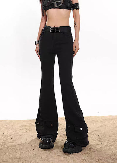 [UNCMHISEX] High waist flare silhouette design overstyle pants UX0017
