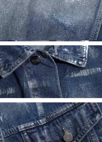 [UNCMHISEX] Ganan blue silver glittering gradation design denim pants UX0018