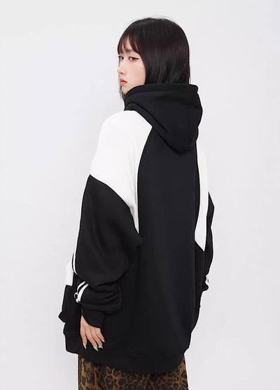 【12/25新作】Casual style over silhouette double color hoodie  HL3003