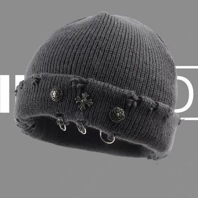 【8/8新作】Pierced earrings and a basic distressed knit hat  HL3171