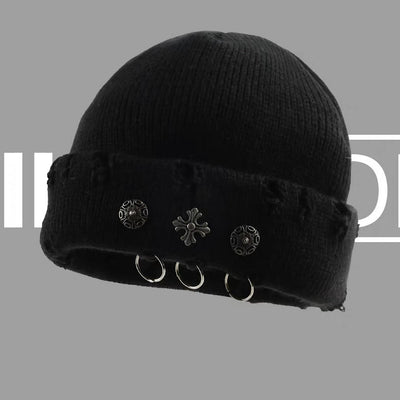 【8/8新作】Pierced earrings and a basic distressed knit hat  HL3171