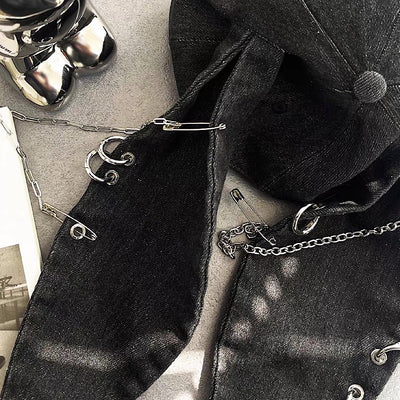 【8/8新作】Fully damaged rabbit ear point design punk cap  HL3172