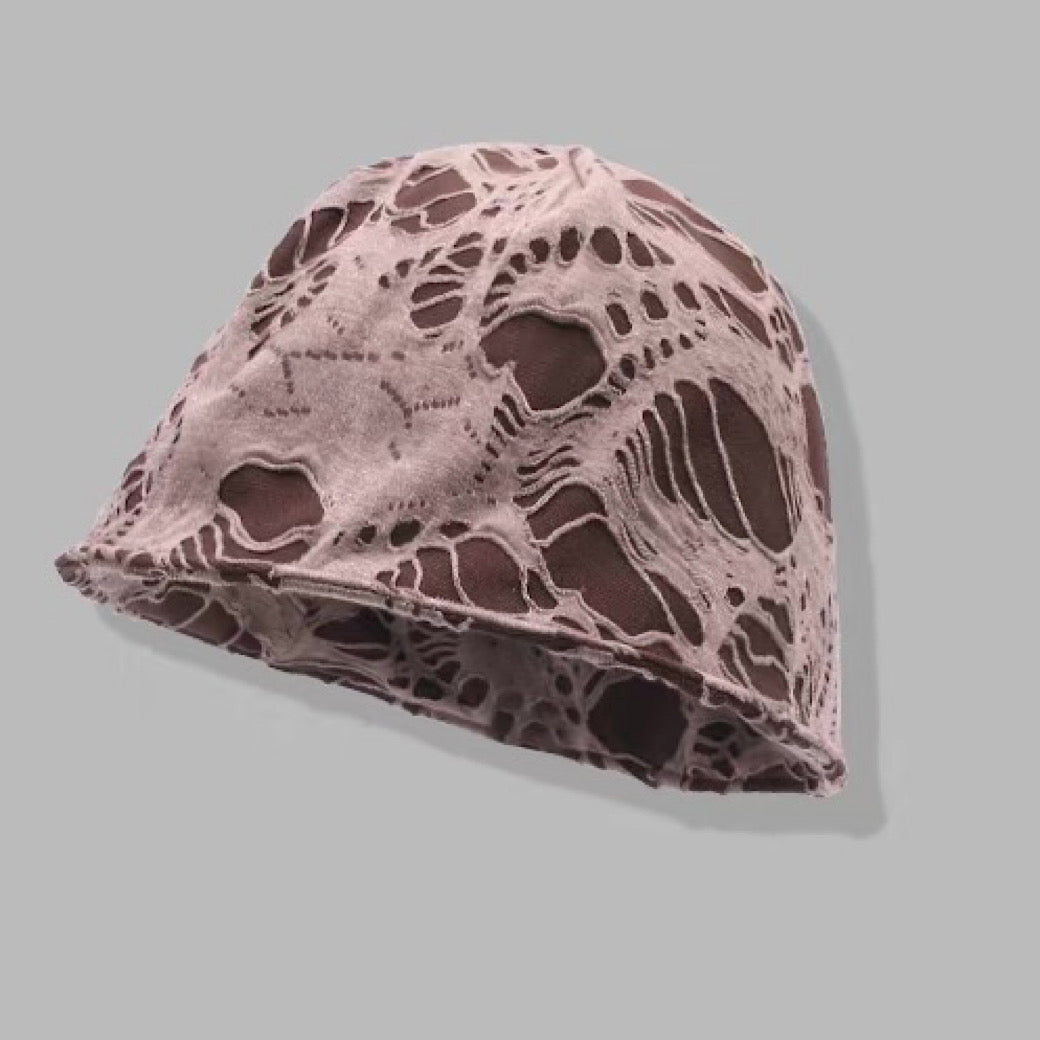 【8/8新作】Burnt and distressed design grunge beanie  HL3173