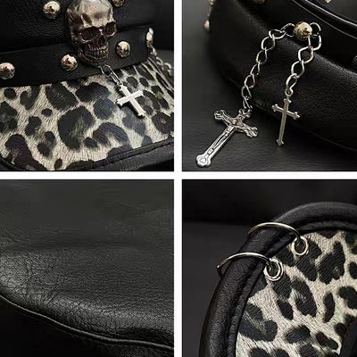 【8/8新作】Punk skull design black ankh mode hunting cap  HL3174