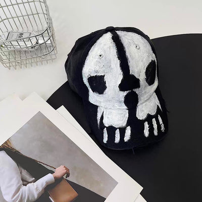 【8/8新作】Oversized skull painted monotone cap  HL3180