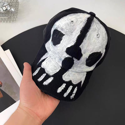 【8/8新作】Oversized skull painted monotone cap  HL3180