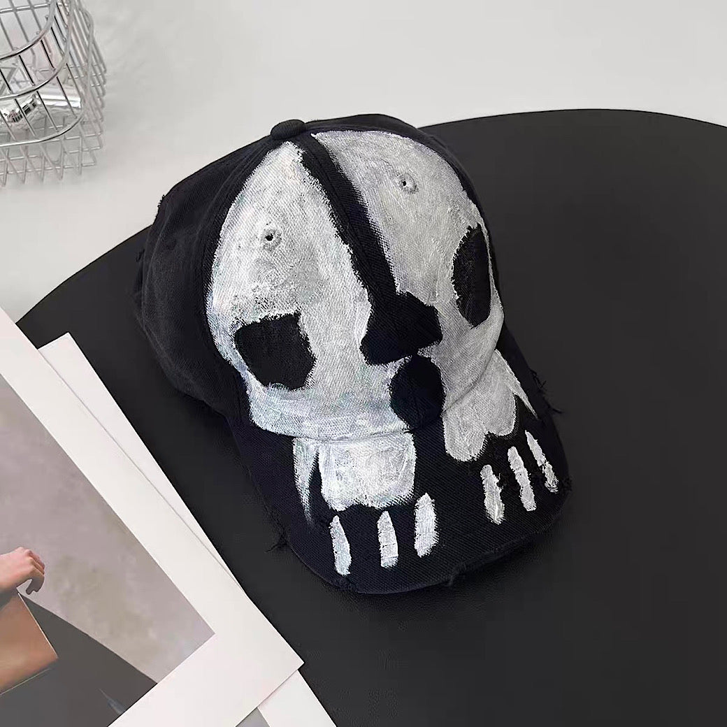 【8/8新作】Oversized skull painted monotone cap  HL3180