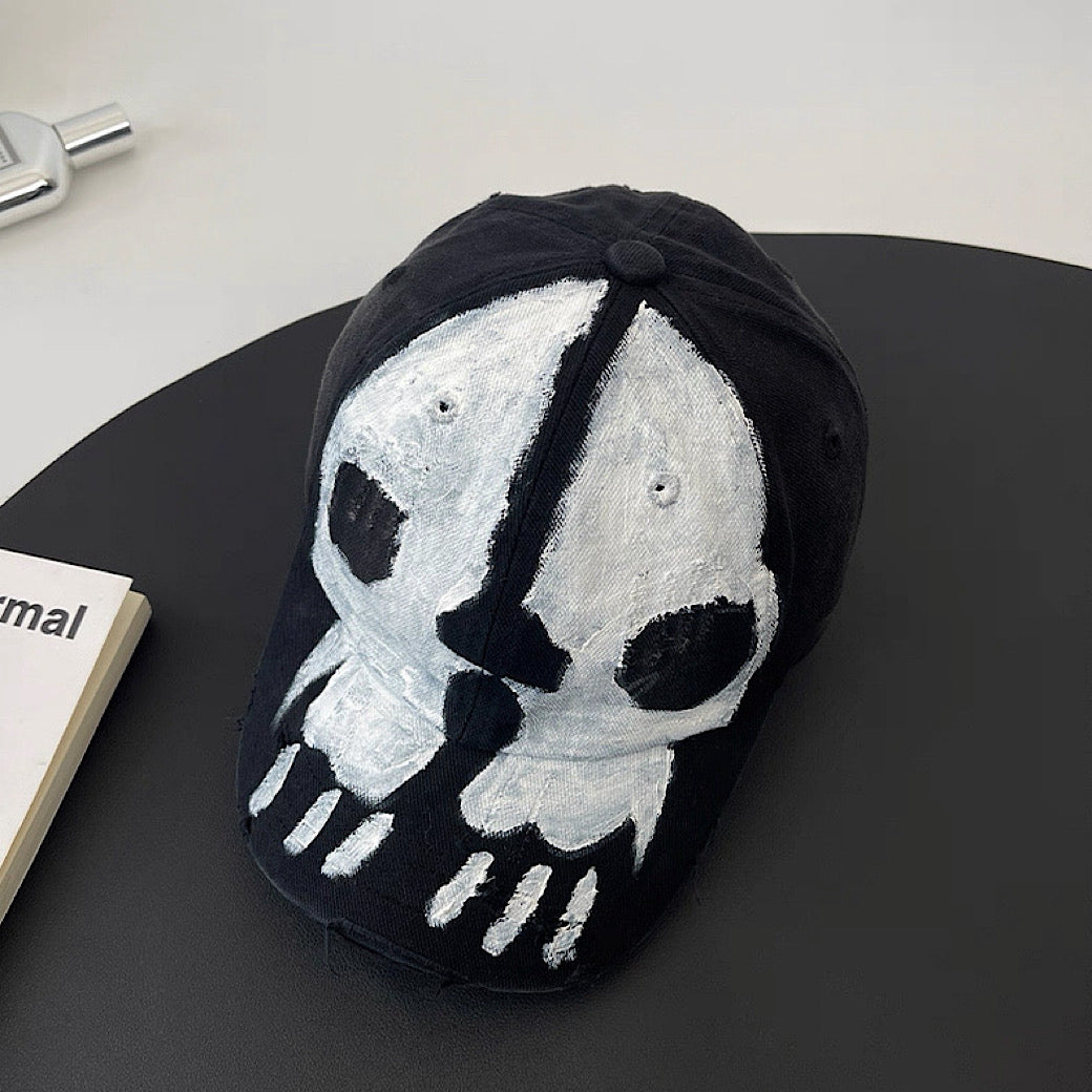 【8/8新作】Oversized skull painted monotone cap  HL3180