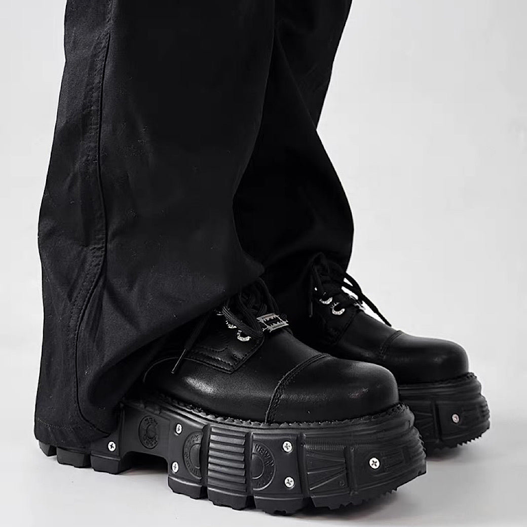 【8/8新作】Thick-soled black basic color fashionable shoes  HL3184