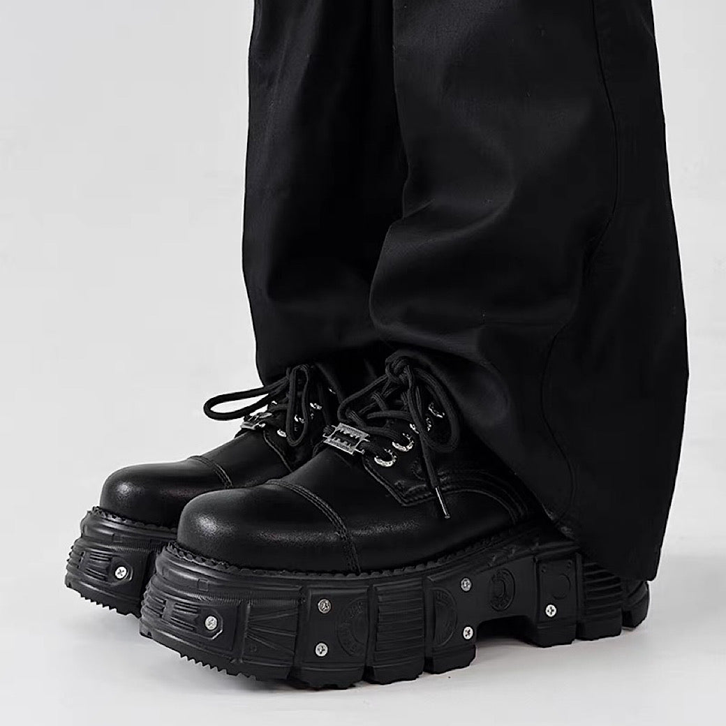 【8/8新作】Thick-soled black basic color fashionable shoes  HL3184