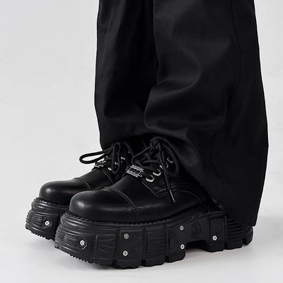 【8/8新作】Thick-soled black basic color fashionable shoes  HL3184
