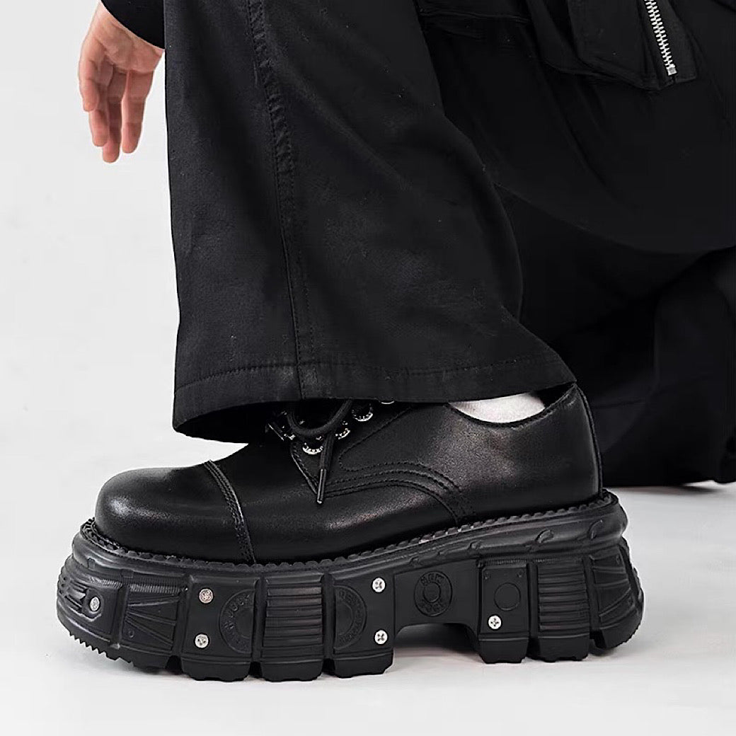 【8/8新作】Thick-soled black basic color fashionable shoes  HL3184