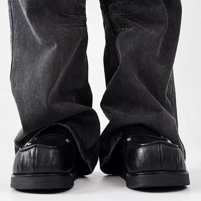【8/8新作】Double belt design slip-on style black shoes  HL3185