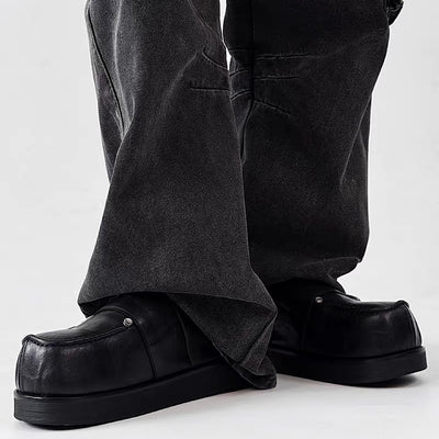 【8/8新作】Double belt design slip-on style black shoes  HL3185