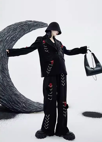 【CHICSKY】Chain suture mode tick subculture straight pants  CH0012