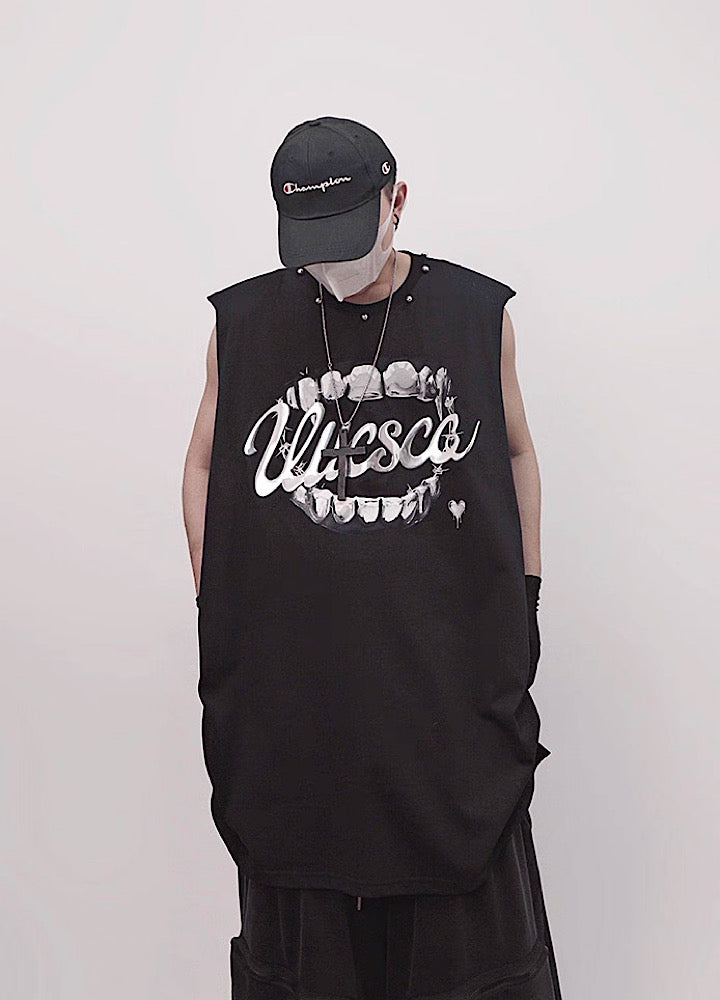 【UUCSCC】Dark Wolf Claw Design Dark Street Sleeveless  US0103